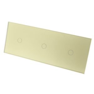 Touch Dimmer Remote Trippel Panel Glas Strömbrytare (Guld)