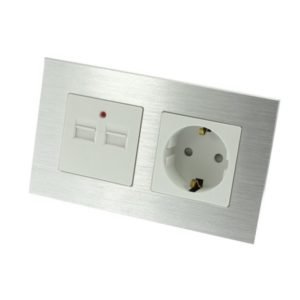 1 Vägs jordat vägguttag + 3.1 USB  (Borstat Stål)