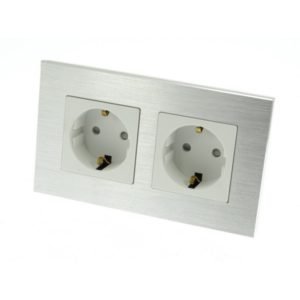 2 Vägs jordat vägguttag (Borstat Stål)