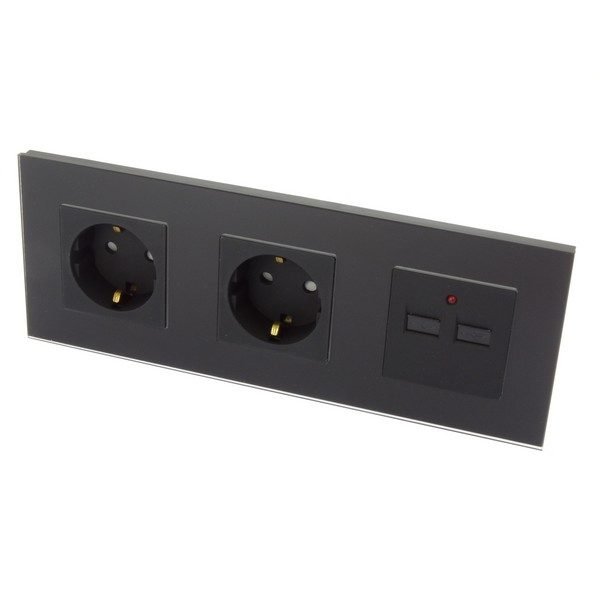 2 Vägs jordat WIFI vägguttag + 3.1 USB  (Glas) - Bild 3