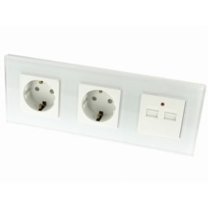 2 Vägs jordat WIFI vägguttag + 3.1 USB  (Glas)